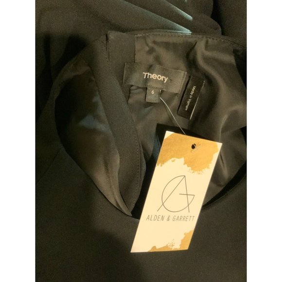 Theory Black Long Flare Sleeves Mini Shift Dress, Size 6 - Picture 8 of 8